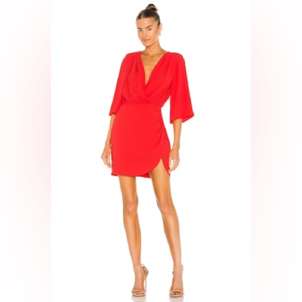 Amanda Uprichard Demetra Red Dress Wrap‎ Front Mini $229 MSRP XS